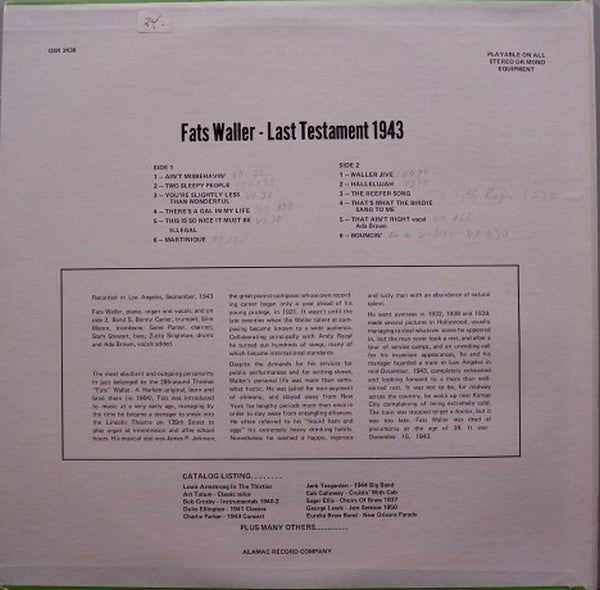 Fats Waller : Last Testament 1943 (LP)