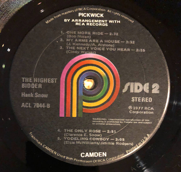 Hank Snow : The Highest Bidder And Other Favorites (LP, Comp)