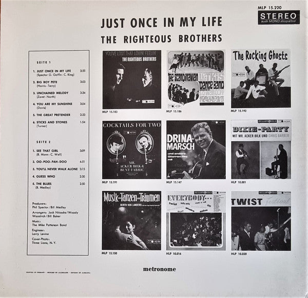 The Righteous Brothers : Just Once In My Life (LP, Album)