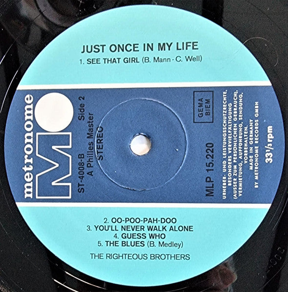 The Righteous Brothers : Just Once In My Life (LP, Album)