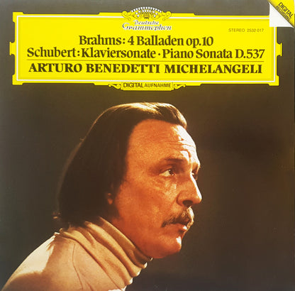 Johannes Brahms / Franz Schubert, Arturo Benedetti Michelangeli : 4 Balladen Op.10 / Klaviersonate • Piano Sonata D.537 (LP, Album)