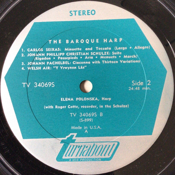 Elena Polonska, Roger Cotte And Guy Durand : The Baroque Harp (Purcell, Pachelbel, Seixas, Hotteterre, Dandrieu) (LP)