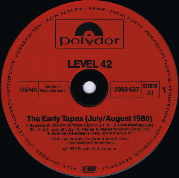 Level 42 : The Early Tapes · July/Aug 1980 (LP, Album)