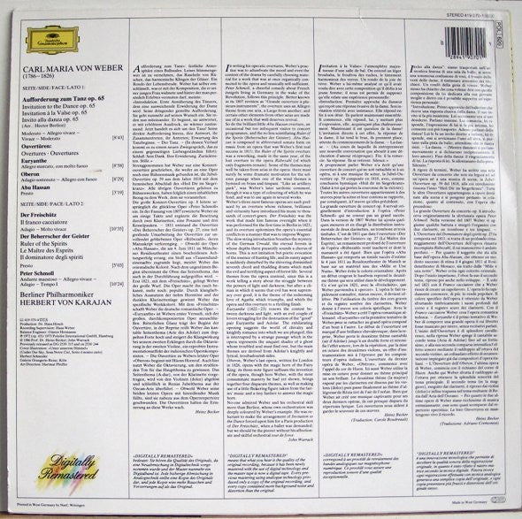 Carl Maria von Weber, Herbert von Karajan, Berliner Philharmoniker : Aufforderung Zum Tanz. Ouvertüren (LP, Comp, Dig)