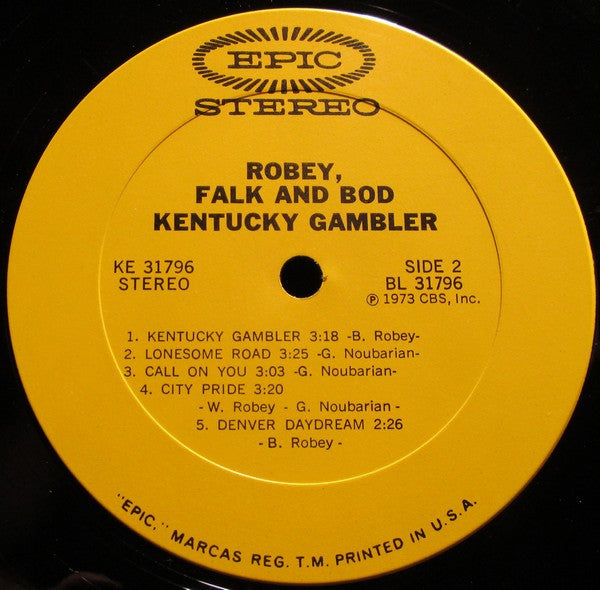 Robey, Falk And Bod : Kentucky Gambler (LP, Album, Pit)