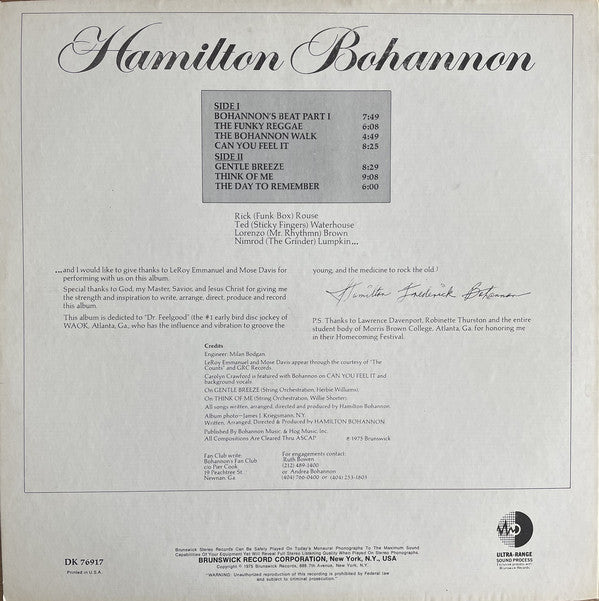 Hamilton Bohannon : Bohannon (LP, Album)