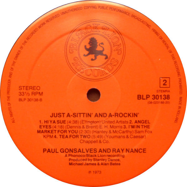 Paul Gonsalves, Ray Nance : Just A-sittin' And A-rockin' (LP, Album, RE)