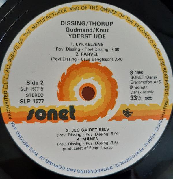 Povl Dissing / Peter Thorup / Ken Gudman / Knut Henriksen : Yderst Ude (LP, Album)
