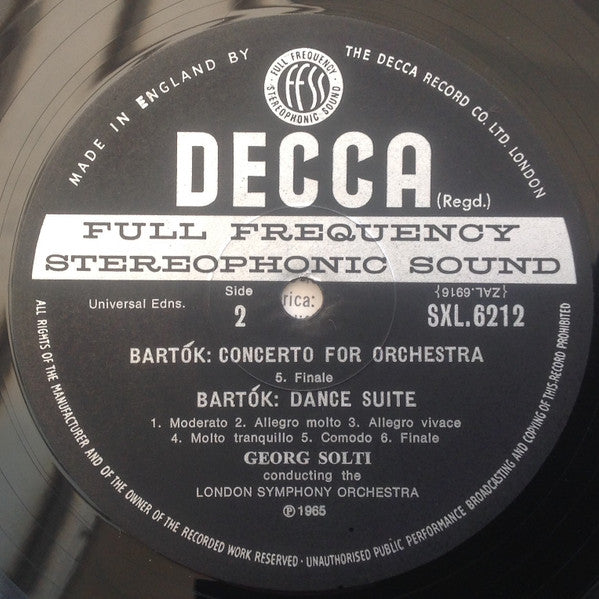 Béla Bartók, London Symphony Orchestra, Georg Solti : Concerto For Orchestra / Dance Suite (LP, RP)