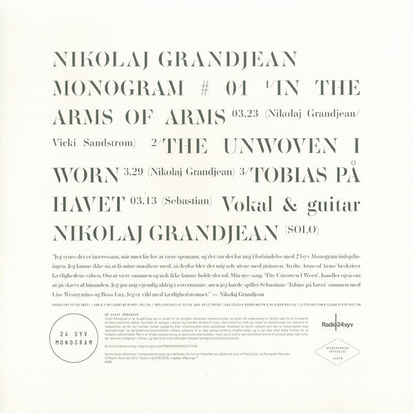 Nikolaj Grandjean : Monogram #01 (12", S/Sided, Etch, Ltd)