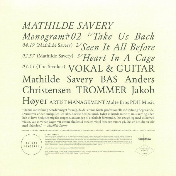 Mathilde Savery : Monogram #02 (12", S/Sided, Etch, Ltd)