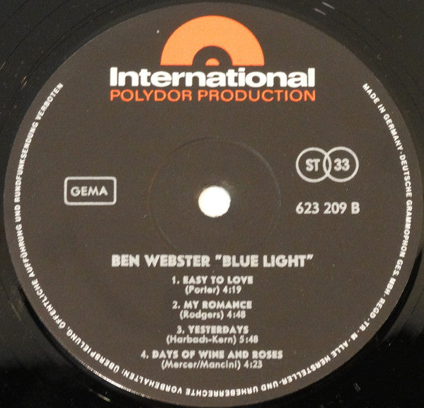 Ben Webster : Blue Light (LP, Album)