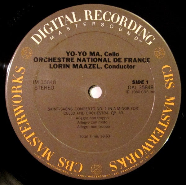 Yo-Yo Ma, Lorin Maazel, Orchestre National De France - Édouard Lalo / Camille Saint-Saëns : Cello Concertos (LP, Album)