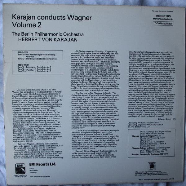 Herbert von Karajan Conducts Richard Wagner : Karajan Conducts Wagner Volume 2 (LP, Quad)