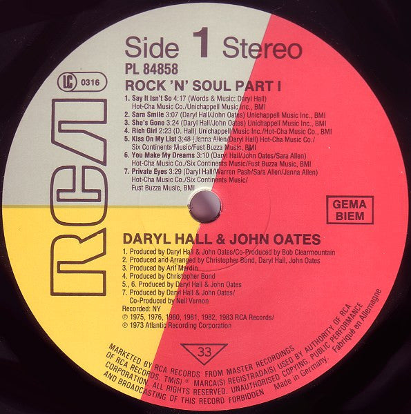 Daryl Hall & John Oates : Rock 'N Soul Part 1 (LP, Comp, Red)