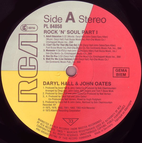 Daryl Hall & John Oates : Rock 'N Soul Part 1 (LP, Comp, Red)