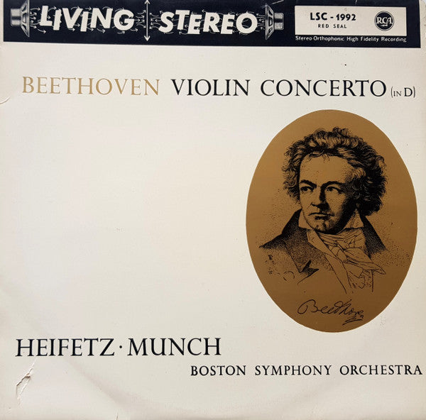 Ludwig van Beethoven, Jascha Heifetz • Charles Munch, Boston Symphony Orchestra : Violin Concerto (In D) (LP)