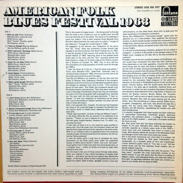 Various : American Folk Blues Festival 1963 (LP, Album, RE)