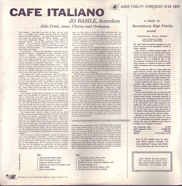 Jo Basile, Accordion And Orchestra, Aldo Conti : Cafe Italiano (LP)