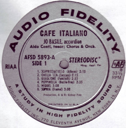 Jo Basile, Accordion And Orchestra, Aldo Conti : Cafe Italiano (LP)