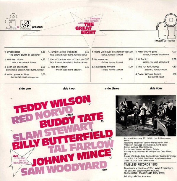 Teddy Wilson, Red Norvo, Buddy Tate, Slam Stewart, Billy Butterfield, Tal Farlow, Johnny Mince, Sam Woodyard : Timeless & Just Jazz International Present Swingin' The Forties With The Great Eight - Live From The Berlin Philharmonie (2xLP)