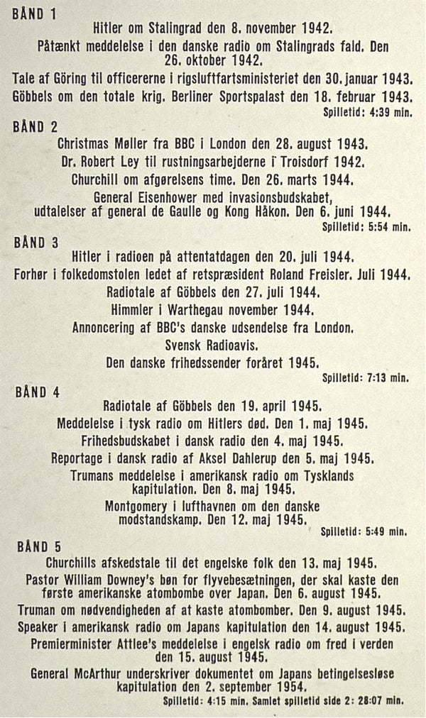 Various : Den 2. Verdenskrig (LP)