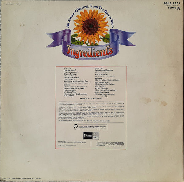 The Beach Boys : Sunflower (LP, Album, Gat)