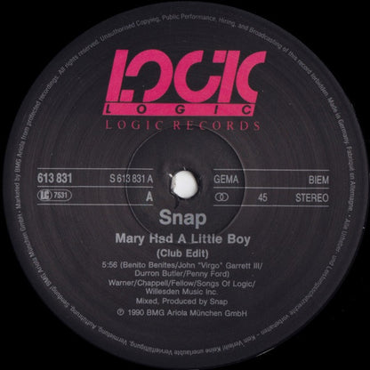 Snap! : Mary Had A Little Boy (12", Maxi)