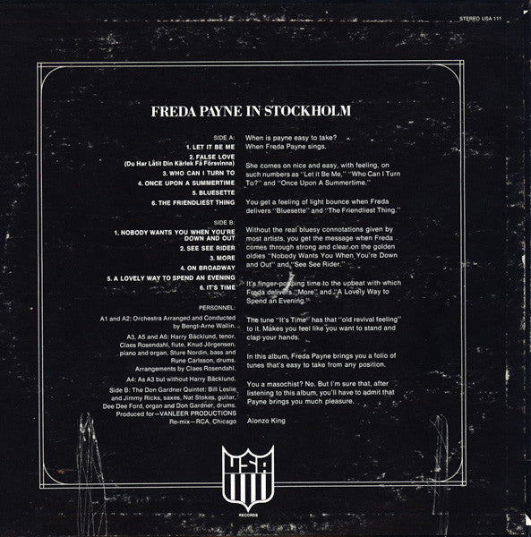 Freda Payne : Freda Payne In Stockholm (LP, Album)