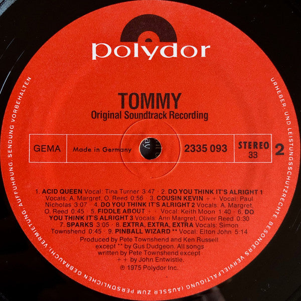 Various : Tommy (Original Soundtrack Recording) (2xLP, Album, Gat)