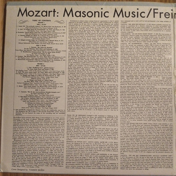 Wolfgang Amadeus Mozart, Peter Maag Conducting Wiener Volksopernorchester : Complete Masonic Music (2xLP, Album)