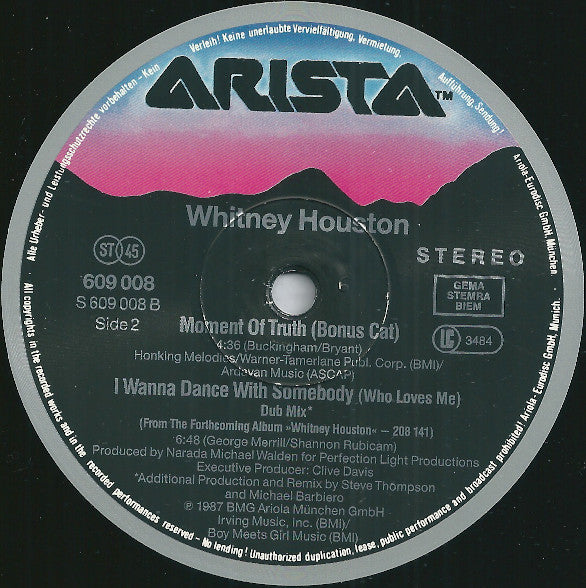 Whitney Houston : I Wanna Dance With Somebody (Who Loves Me) (12", Maxi, Single)