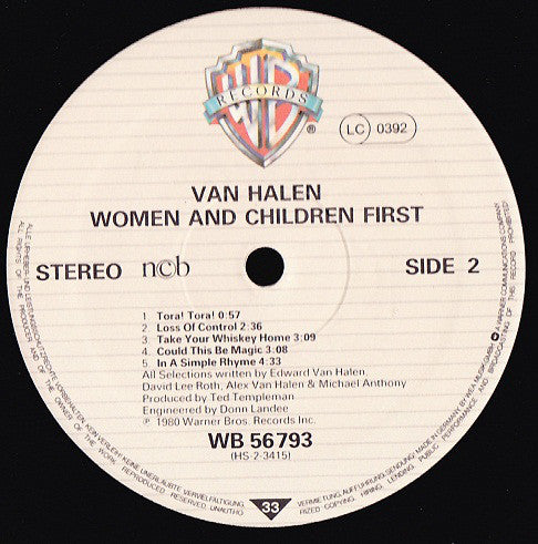 Van Halen : Women And Children First (LP, Album)