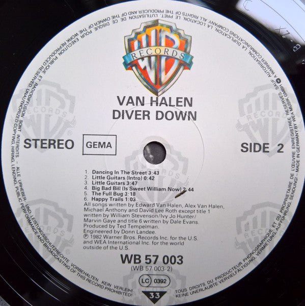 Van Halen : Diver Down (LP, Album, RE)