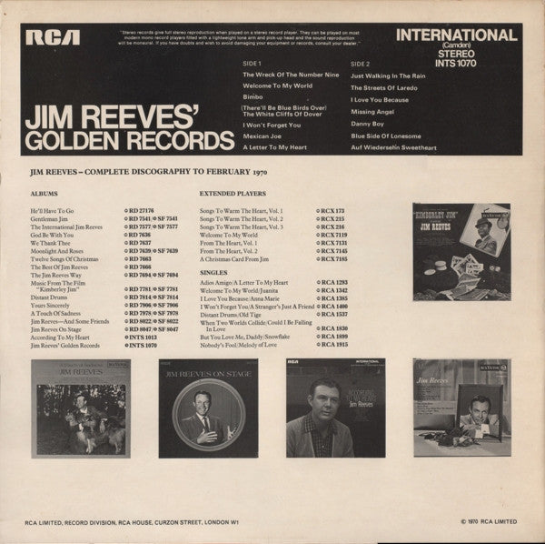 Jim Reeves : Jim Reeves' Golden Records (LP, Comp)