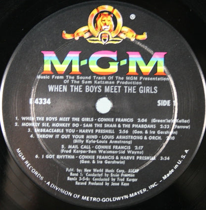 Various : When The Boys Meet The Girls - The Original Sound Track Recording (LP, Album, Mono, Wad)