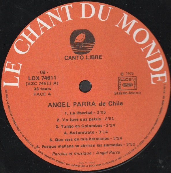 Angel Parra : Angel Parra De Chile (LP, Album, Tri)
