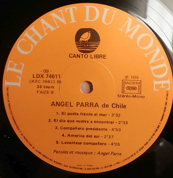 Angel Parra : Angel Parra De Chile (LP, Album, Tri)