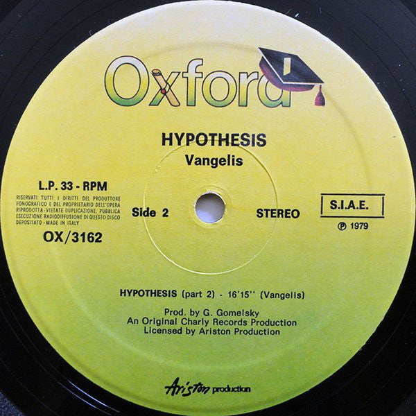 Vangelis : Hypothesis (LP, Album, RE)