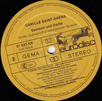 Camille Saint-Saëns, Christa Ludwig, James King (3), Bernd Weikl, Giuseppe Patanè : Samson Und Dalila (LP)