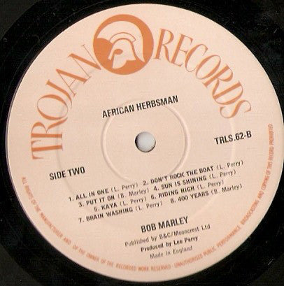 Bob Marley & The Wailers : African Herbsman (LP, Album, RE)
