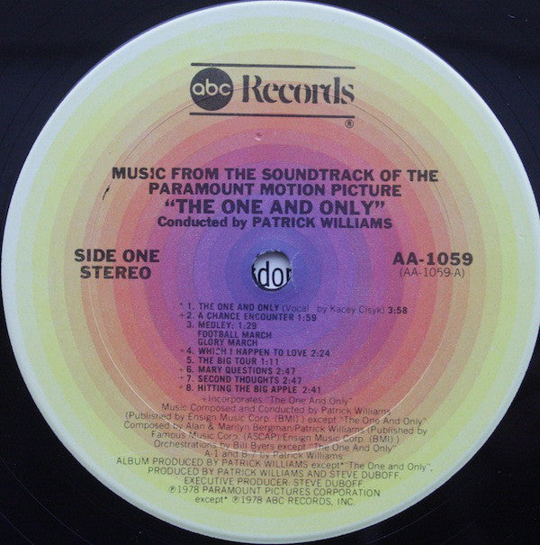 Patrick Williams : The One And Only (Music From The Soundtrack Of The Paramount Motion Picture) (LP, Album)