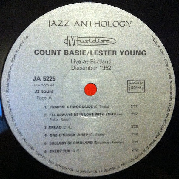 Count Basie, Lester Young : Live At Birdland December 1952 New-York City (LP, Album)