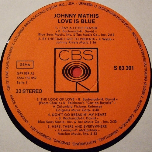 Johnny Mathis : Love Is Blue (LP, Album)