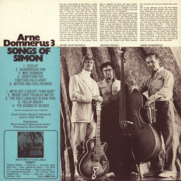 Arne Domnérus Trio : Songs Of Simon (LP, Album)