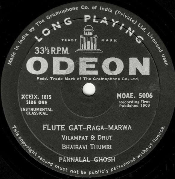 Pannalal Ghosh : The Magic Flute Of Pannalal Ghosh (LP, Album)