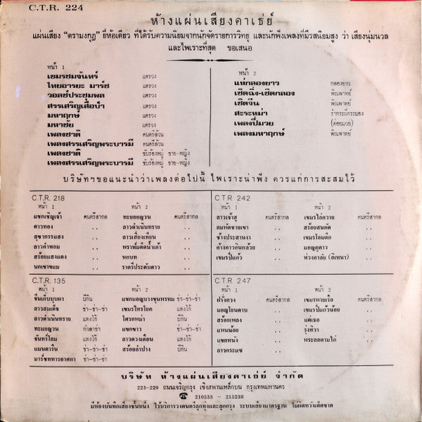 Unknown Artist : เพลงชาติ • เพลงสรรเสริญพระบารมี • ปี่มวย • แห่กลองยาว • Music For Thai-Style Boxing • Thai National Anthem (LP)