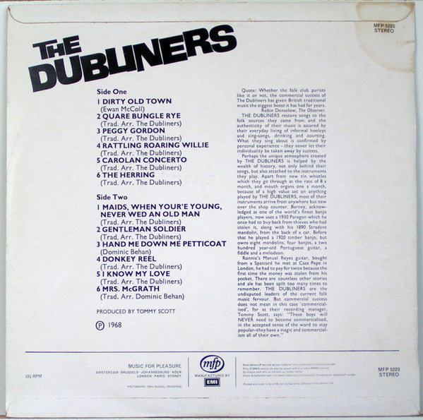 The Dubliners : Drinkin' And Courtin' (LP, Album, RE, Red)