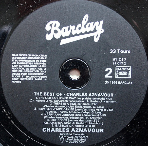 Charles Aznavour : The Best Of Charles Aznavour (LP, Comp, RE, Gat)