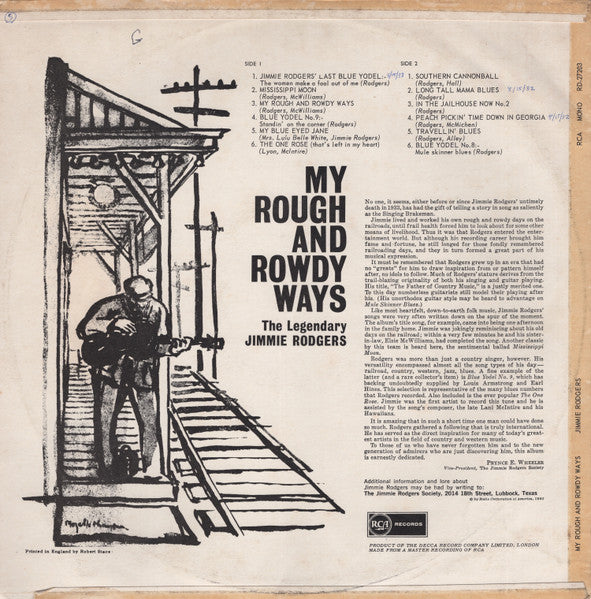 Jimmie Rodgers : My Rough And Rowdy Ways (LP, Mono)